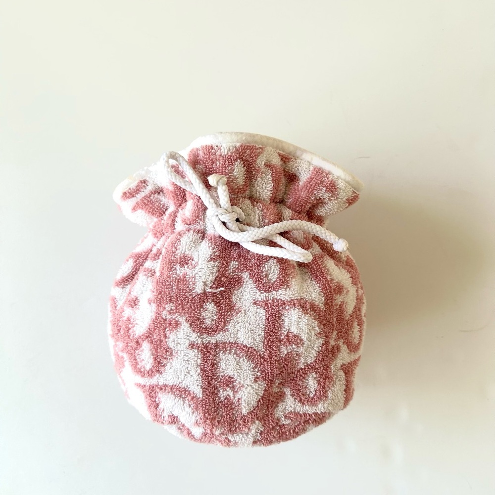 Christian Dior Pink Terry Drawstring Pouch